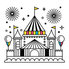 Fototapeta premium A Minimalist Interpretation of Music and Culture Coachella in Line Art Vector Illustration