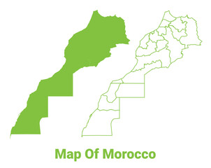 Green Morocco map outline and flat vector illustration