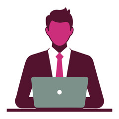 a businessman working on a laptop silhouette