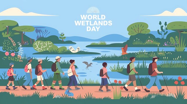 Wetlands Day, World Wetlands Day, Poster, Banner, Post, Story. 