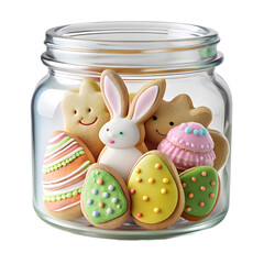 easter cookies in a jar photorealistic High-quality transparent image, Happy Easter holiday concept, Romania,