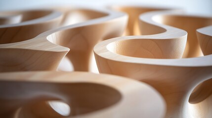 Close-up of a wooden carousel with simple shapes rotating gently