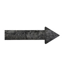 Stone Arrow Left Direction: A grunge-textured, dark gray arrow pointing left, ideal for directional signage, grunge design elements, or road marking concepts.