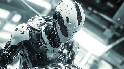 A hyper-realistic humanoid robot. oncept of artificial intelligence, advanced robotics, and futuristic androids with human-like cognition and technological precision/