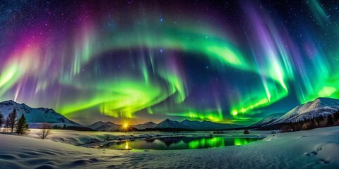 Majestic Aurora Borealis: Northern Lights Dance with Bokeh