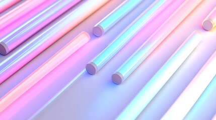 Pastel Cylinders Arranged in Diagonal Pattern