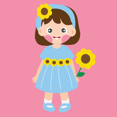 Cute Girl with Sunflower