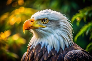 Majestic Bald Eagle Profile, Wild Bird of Prey in Natural Habitat, American Symbol
