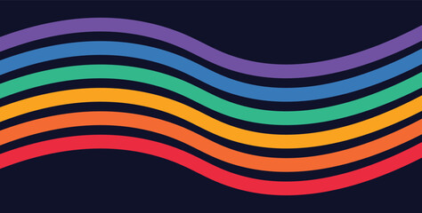  Rainbow Wave on Dark Background. Vector Banner Background for Pride Month