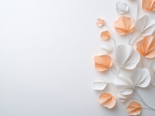 Obraz premium Elegant Peach and White Paper Flowers Minimalist Floral Design Spring Background