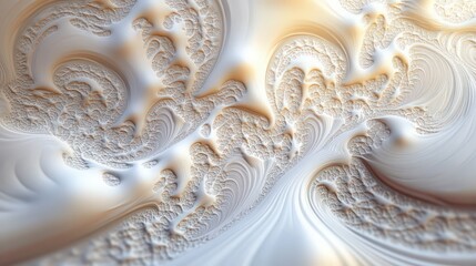 Ethereal Ivory Swirls with Intricate Textures and Subtle Golden Hues