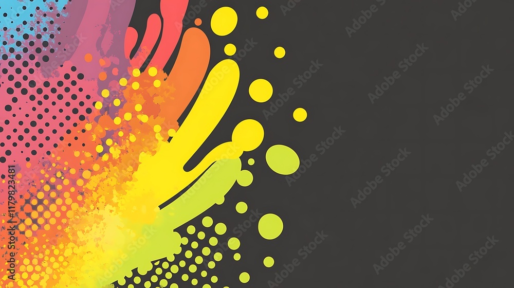 Poster abstract colorful splashes and dots design