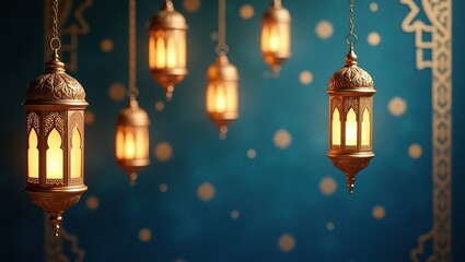 Obraz premium Golden Lanterns Illuminate Festive Ramadan Night