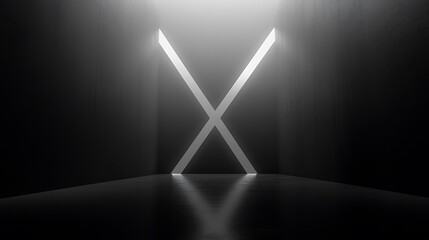 Bright X Shaped Light in Dark Corridor