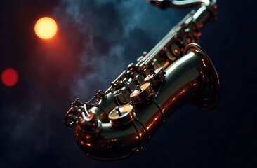 Obraz premium A detailed close up of a saxophone with smoke dramatically emerging from it