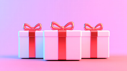 Obraz premium Festive gift boxes display studio 3d render vibrant colors close-up celebration theme