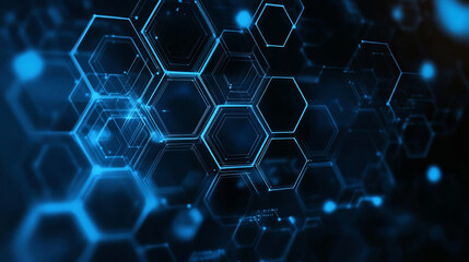 Abstract hexagonal pattern with a gradient and light effects, suitable for backgrounds. Industrial background. Black metal surface with regular round holes as texture