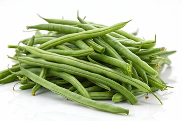 Fresh Green Beans on White Background &ndash; Vibrant and Healthy
