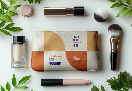 High-Quality Cosmetic Bag PSD Mockup - Perfect for Branding and Packaging Designs generated with AI