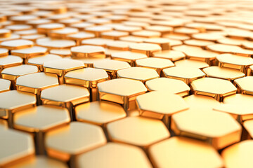 Fototapeta premium Exploring golden hexagonal patterns modern design and abstract digital art integration