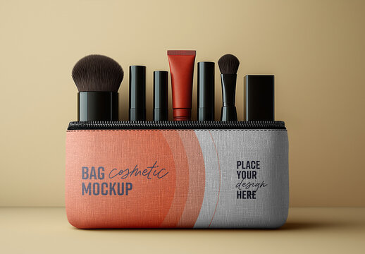 High-Quality Cosmetic Bag PSD Mockup - Perfect for Branding and Packaging Designs generated with AI
