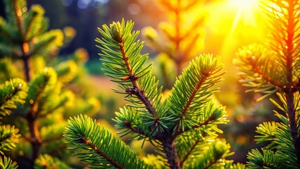 Majestic Conifer Tree in Soft Sunlight: Candid Nature Photography