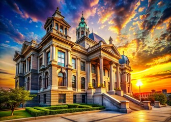Fototapeta premium Majestic Courthouse Exterior, Law & Justice Building, Architectural Photography