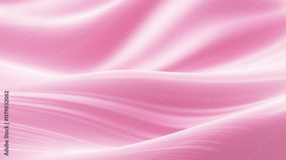 Poster pink abstract curves with shadow and light background, 3d rendering.