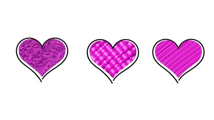 pink hearts on white background