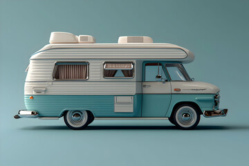 Retro Camper Van: A Classic Road Trip Vehicle, 3D Rendering