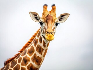 Obraz premium Majestic Giraffe Isolated on White Background - Wildlife Photography