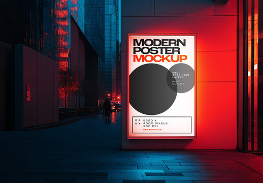 Night City Poster Mockup for Advertising and Marketing Campaigns