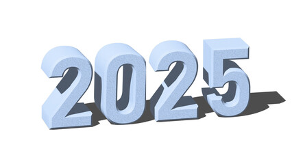 3d 2025 Numbers for Happy New Year PNG