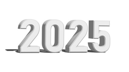 3d 2025 Numbers for Happy New Year PNG