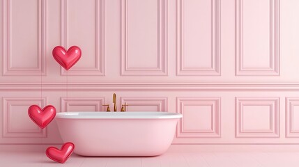 Romantic bathroom design with heartshaped storage compartments, Valentines functionality, creative interior, thoughtful decor