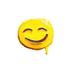 Happy emoji with oil brush detail in pastel colors, isolated on white background  with clipping path