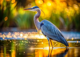Naklejka premium Majestic Great Blue Heron Bird in Natural Habitat - Wildlife Photography