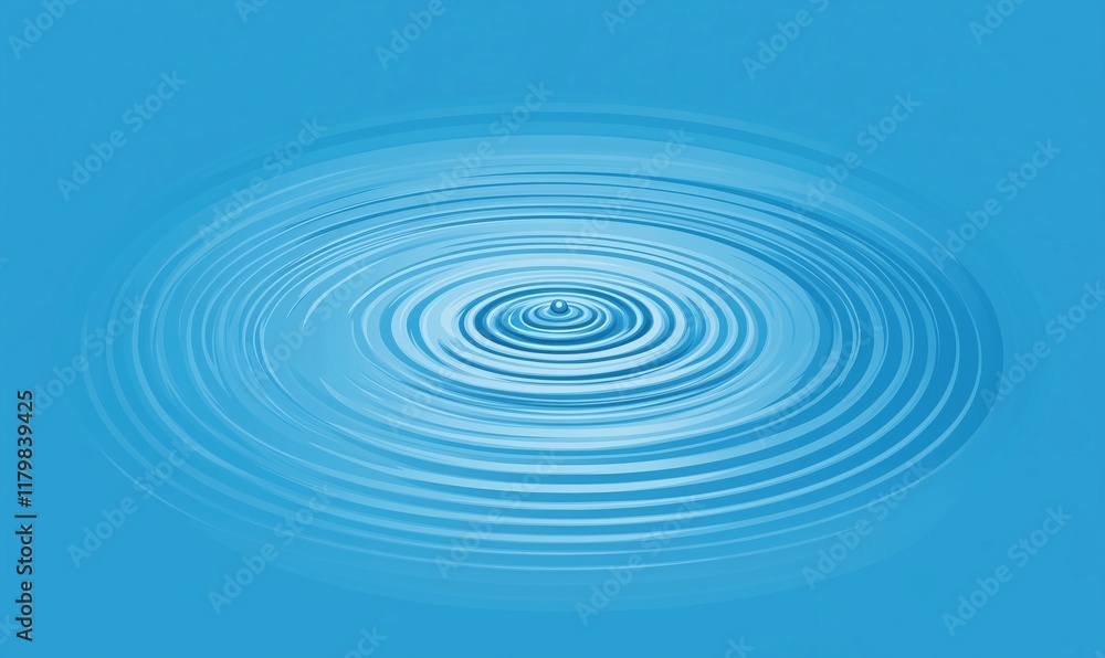 Poster concentric ripples in blue water surface creating serene visual effect, showcasing tranquility and f