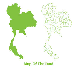 Fototapeta premium Green Thailand map outline and flat vector illustration