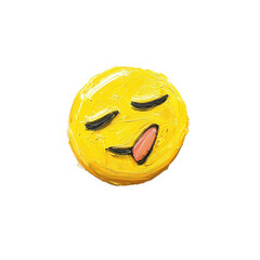 Sleeping face emoji in oil brush detail, pastel colors, cartoon style  with clipping path
