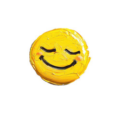 Happy emoji with smiling face, oil brush detail, and pastel colors  with clipping path