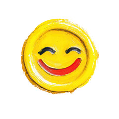 Smiling face with halo in oil brush detail, pastel colors, cartoon style  with clipping path