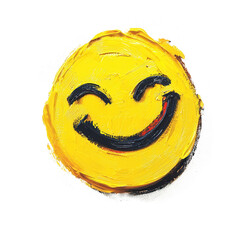 Smiling face with halo in oil brush detail, pastel colors, cartoon style  with clipping path