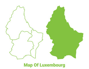 Green Luxembourg map outline and flat vector illustration