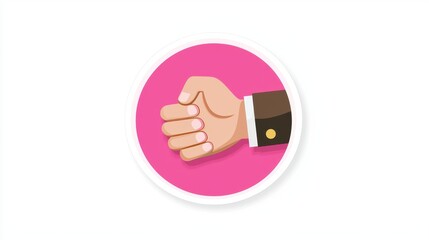Pink Circle Graphic of a Hand Gesturing Business Hand Cartoon Style Illustration