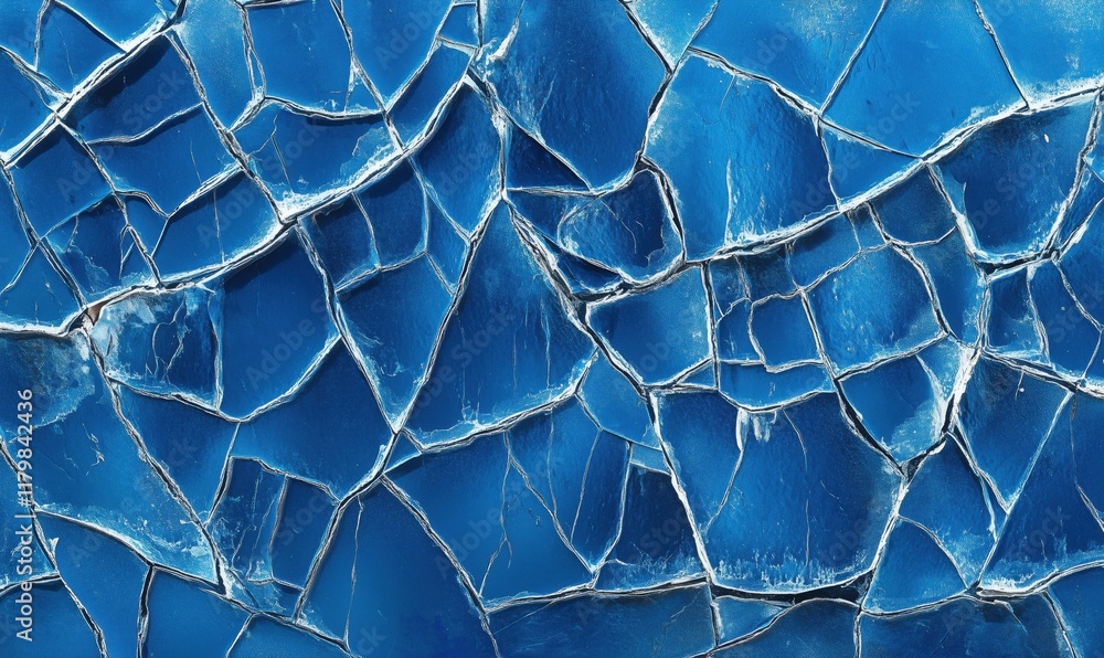 Poster cracked blue surface texture with intricate patterns and depth