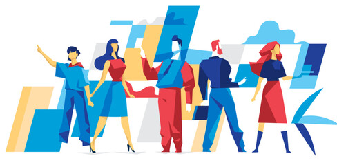 Geometric people in different poses