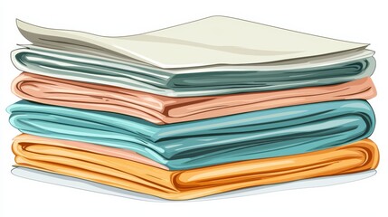 Stack of Folded Soft Pastel Colored Fabric Textiles Neatly Arranged Home Decor Cozy Texture