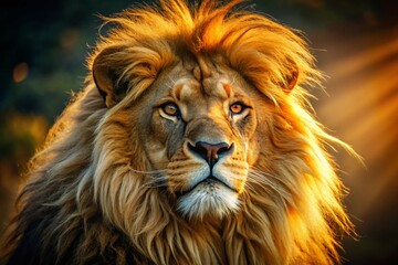 Fototapeta premium Majestic Lion Mane Close-up: Powerful Wildlife Photography