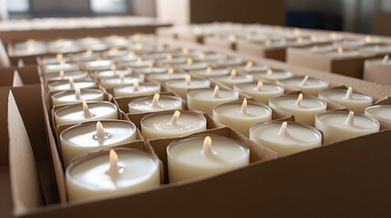 Obraz premium Candles in Rows for Home Decor and Relaxation